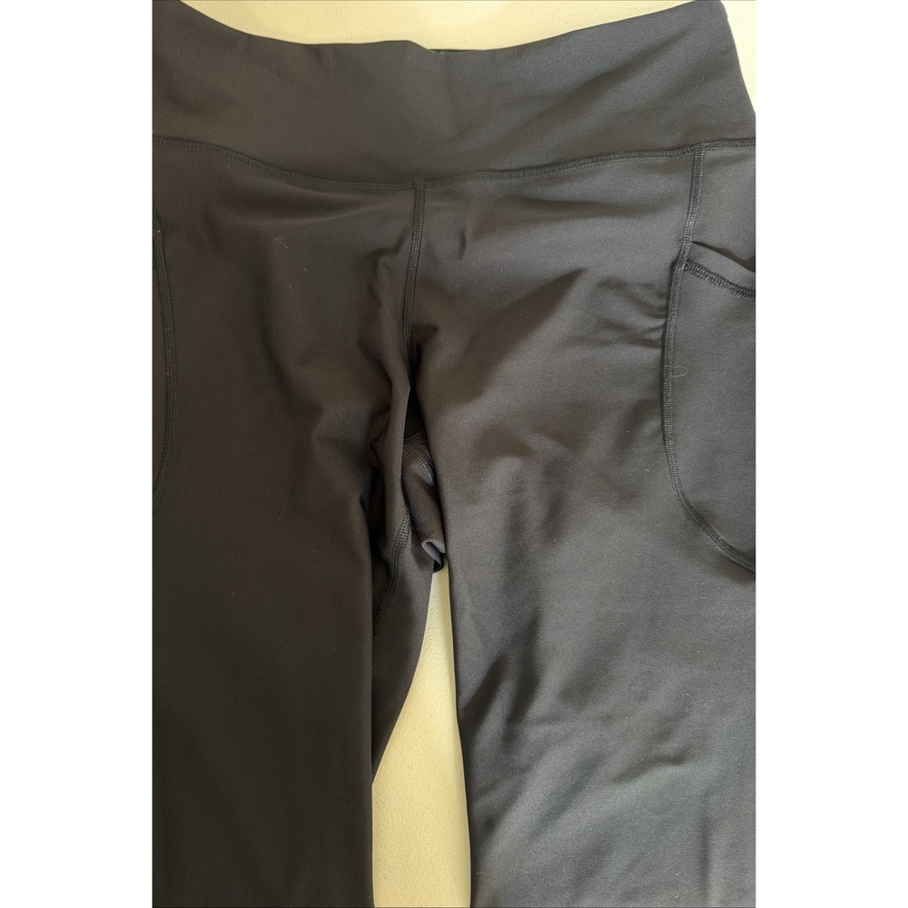 Old Navy Active PowerSoft Leggings Black High-Rise Side Pockets Size L Go-Dry